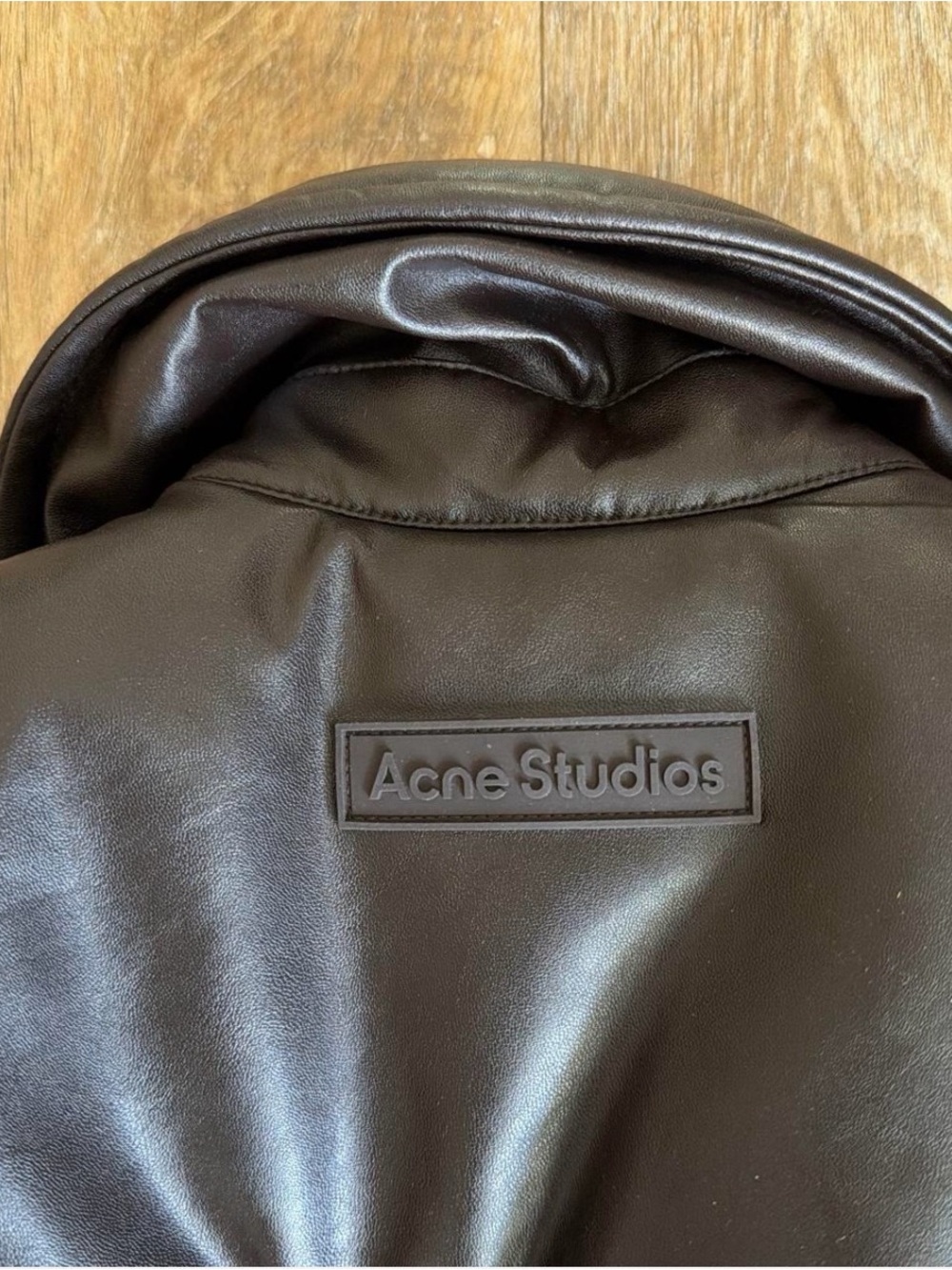 Acne Studios Dark Brown Puffer Leather Jacket - Picture 6 of 8